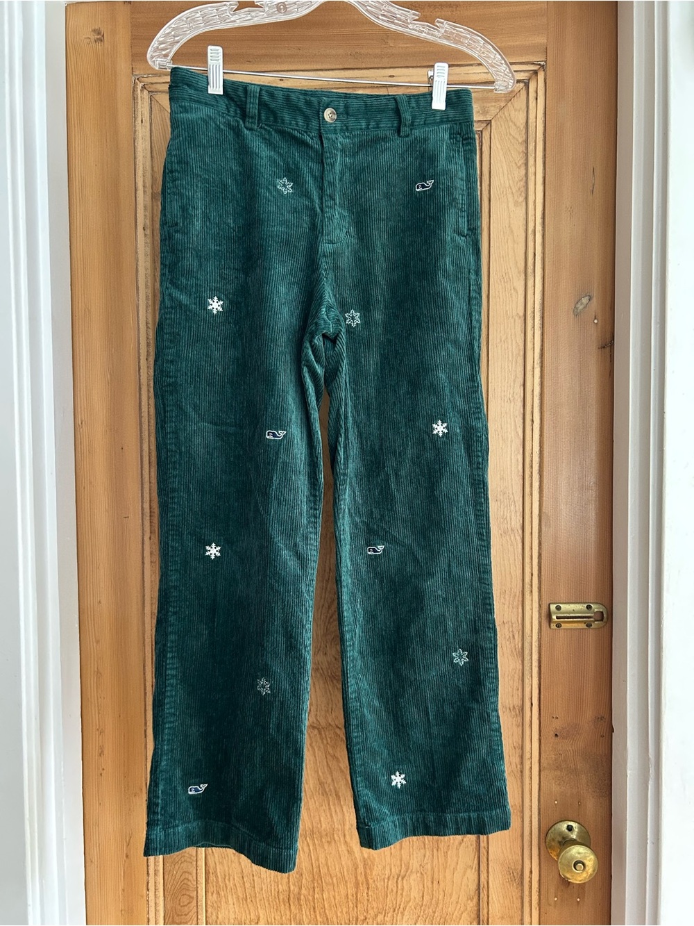 Vineyard Vines Forest Green Embroidered Corduroy Kids Pants